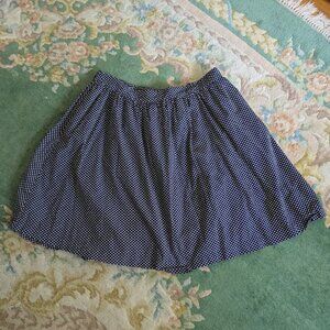 BODEN Women Sz US 14L Tall Polka Dot Skirt Navy Blue Cream Pockets Lined Cotton
